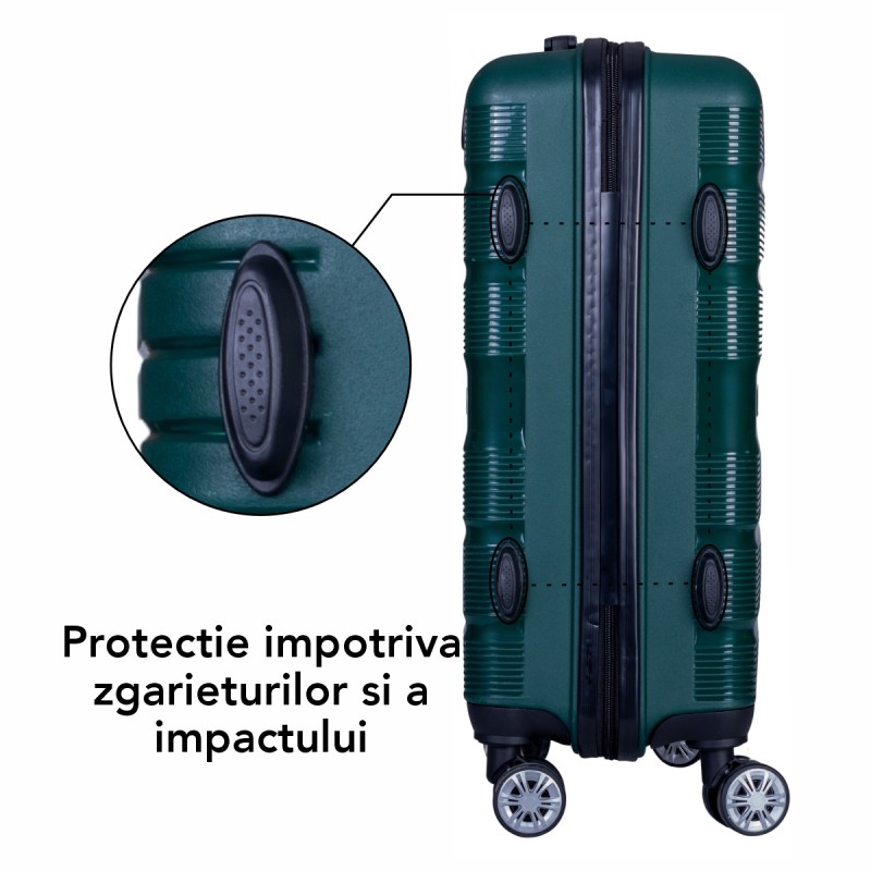 Troler voiaj Mediu, Naimeed D6028, 4 roti duble 360 grade, PP, inchidere cifru, Verde, 43x24x59cm Troler voiaj Mediu, Naimeed D6028, 4 roti duble 360 grade, PP, inchidere cifru, Verde, 43x24x59cm
