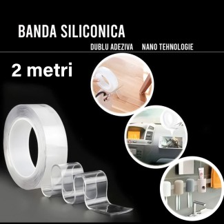 Banda dublu adeziva din silicon, Naimeed D4516, rezistenta la apa, transparenta, latime 3 cm, lungime 2 metri Banda dublu adeziva din silicon, Naimeed D4516, rezistenta la apa, transparenta, latime 3 cm, lungime 2 metri